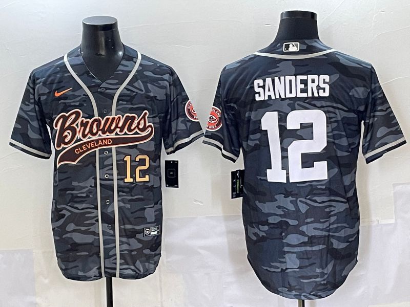 Men 2025 Cleveland Browns #12 Sanders Camo Joint Name Nike Limited NFL Jersey style 2